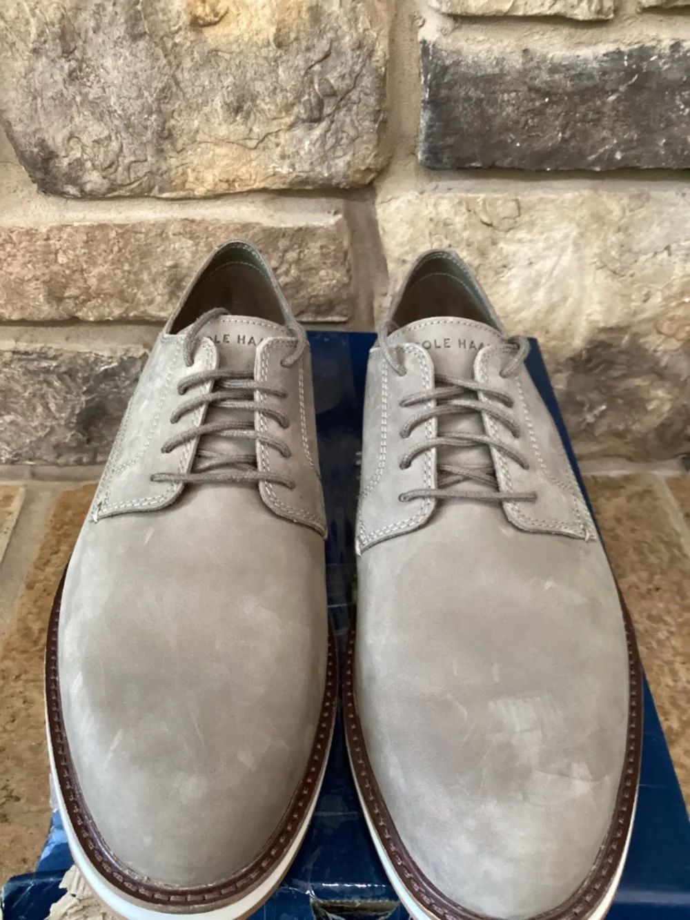 Cole Haan Morse Grand Plain Toe Oxfords Mens 11.5 Nubuck Morel Silver Birch New